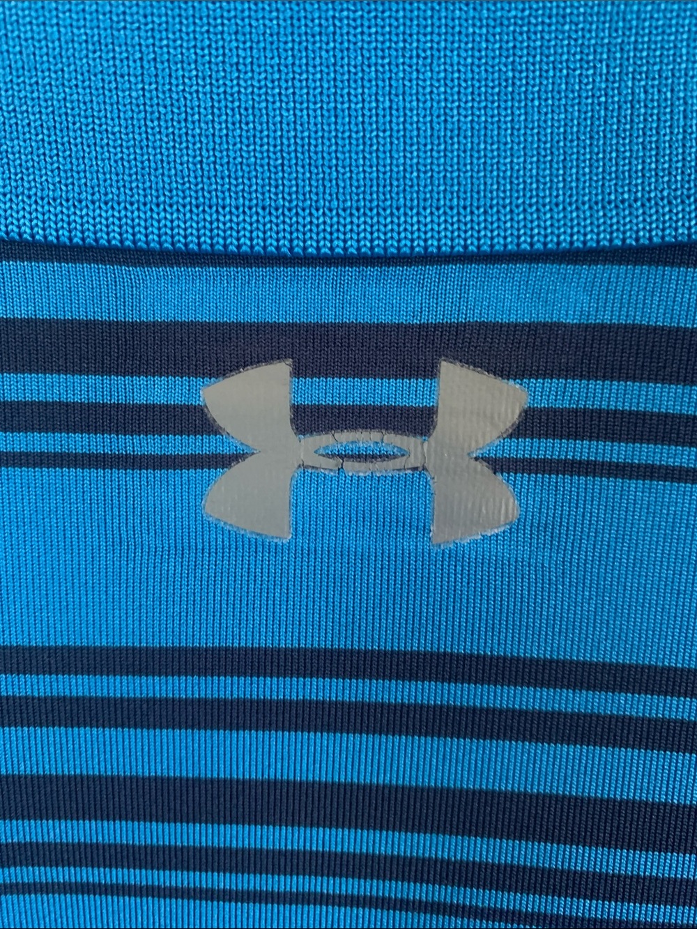 Under Armour Men's Bright Blue Striped Polo with Black Accents - Picture 6 of 8